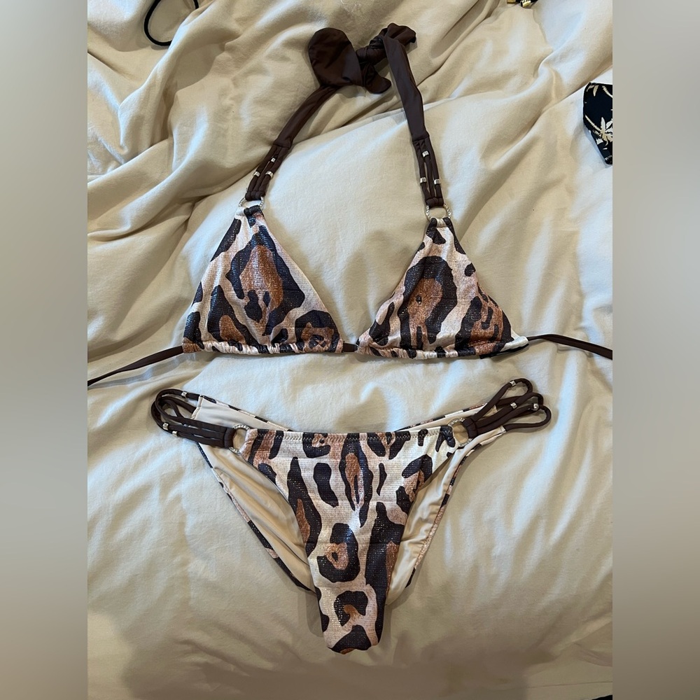 Aquamarine Cheetah Print Bikini